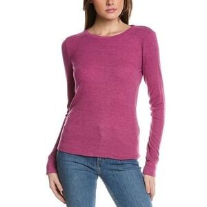 Michael Stars Emil Crew Neck Shine Tee One Size Made in USA Purple ribbed